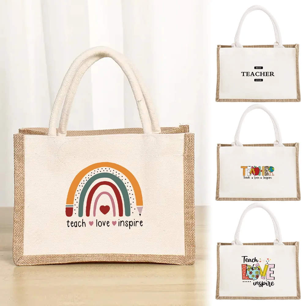 

Portable Casual Commute Shopping Bags Large Capacity Teacher Printing Tote Bag Grocery Beach Outdoor Storage Handbag Lightweight