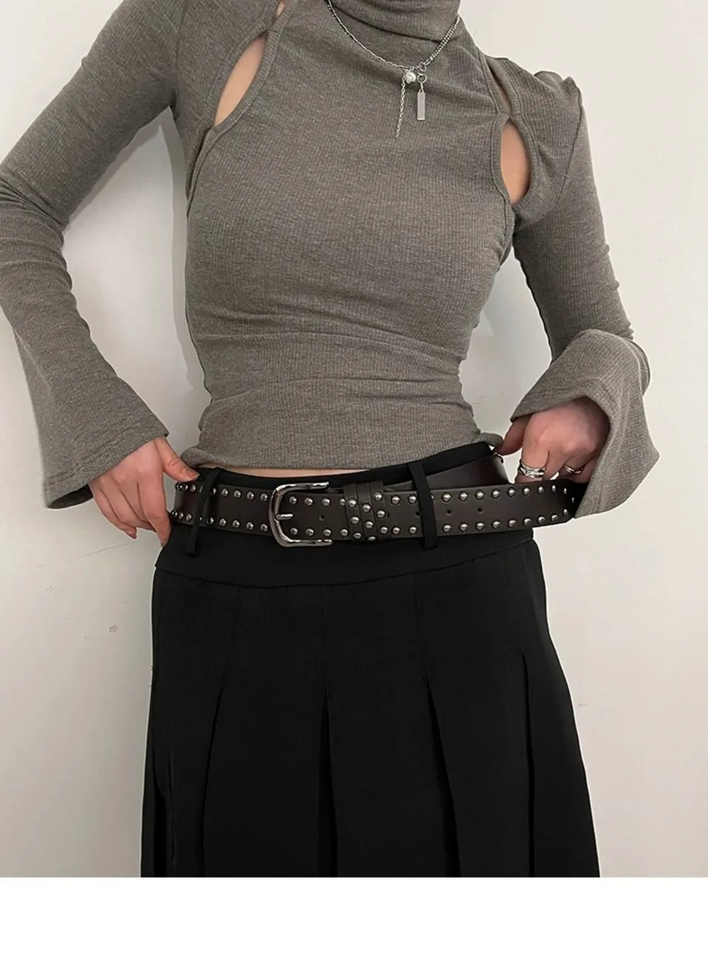 Mode Niet Gürtel Heavy Metal Gürtel Männer Frauen Punk Rock Stil Designer Gürtel Jeans Gürtel Y2K Gürtel Mode Dekoration frauen gürtel – Detail 15