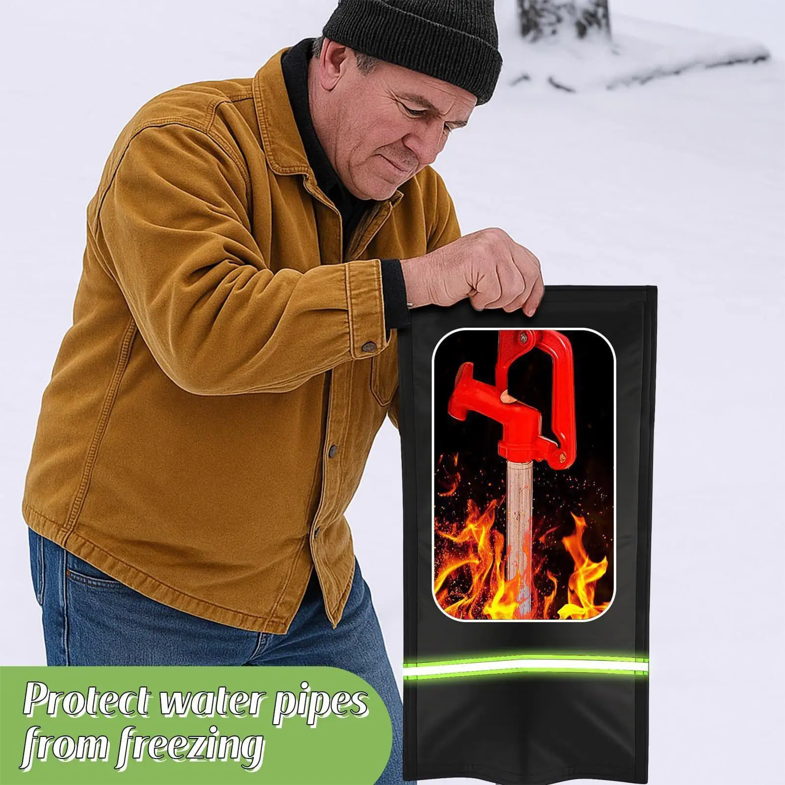 يغطي الصنبور في الهواء الطلق لعزل أنابيب المياه الشتوية مع شريط عاكس حنفية يغطي الشتاء معزول لحديقة الفناء #2