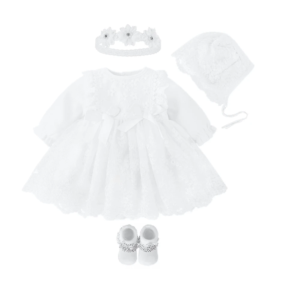 Vestido y ropa para niña recién nacida, Vestido de bautismo, Vestido blanco de bautizo para niña, Vestido de encaje, bata para bebé, Bapteme 3 6 9