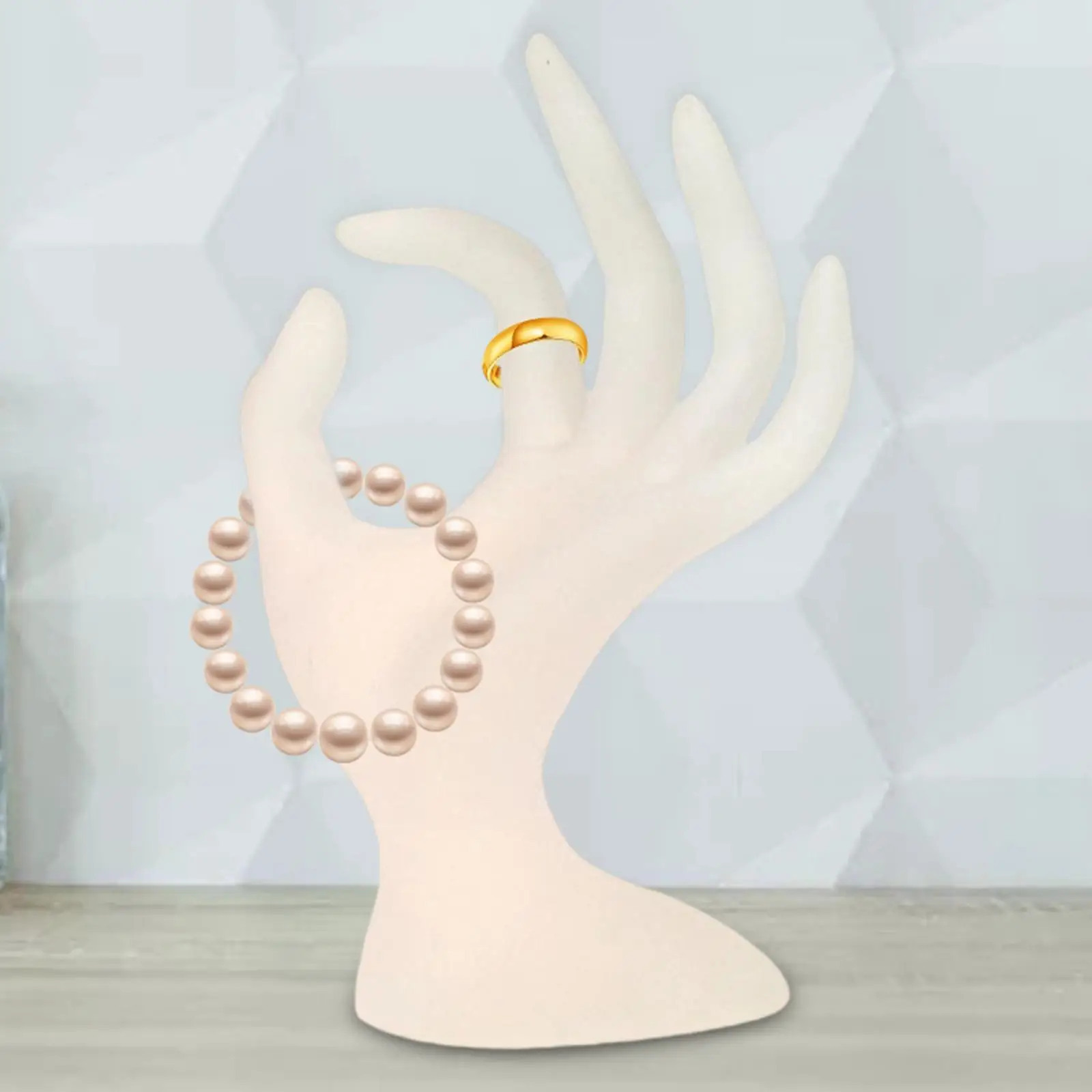 

Hand Jewelry Display Holder Shape Finger Rings Jewelry Organizer White