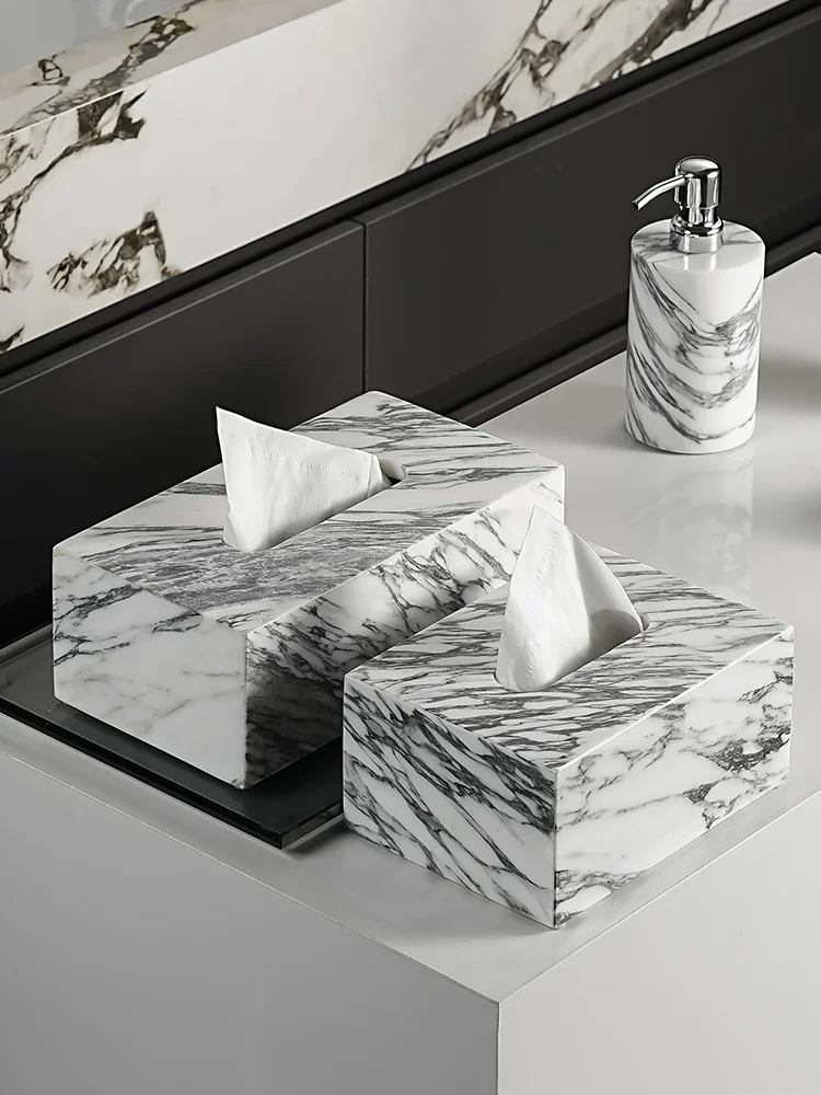 Arabescato Corchia Natural Marble Bathroom Set Soap Dish Soap Dispenser Tissue Box Tray Bathroom Accessories