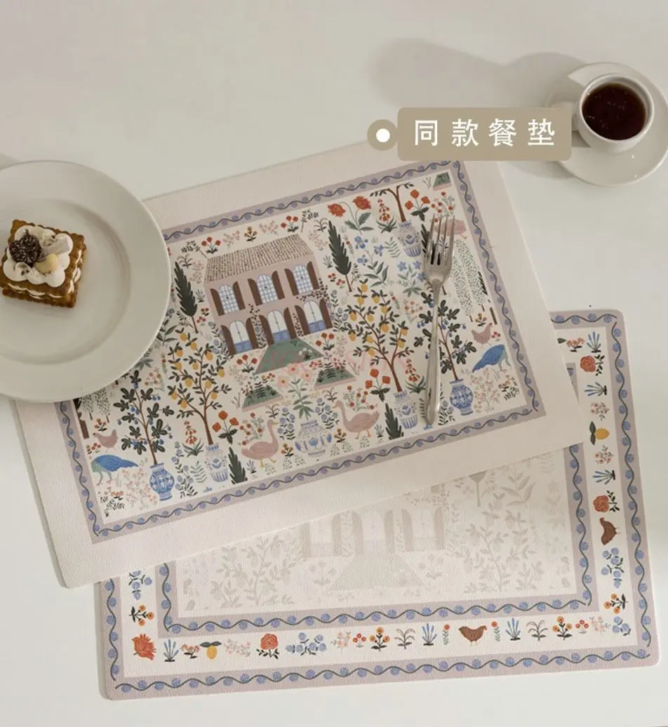 1pcs Middle aged pastoral leather dining table mat, desktop protective mat, waterproof, oil resistant, no wash tablecloth