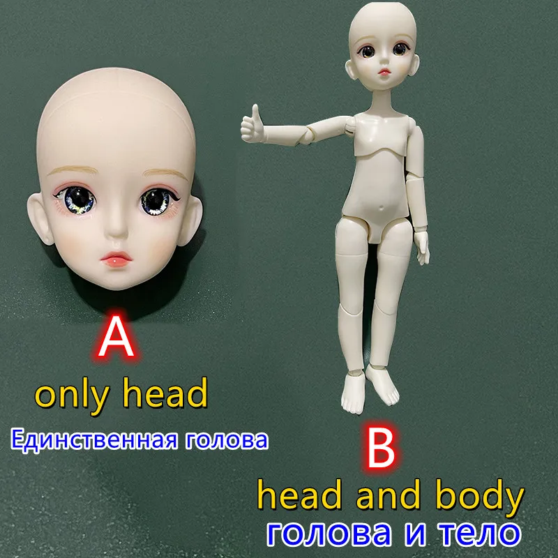 1/6 Bjd Doll Mechanical Joint Body 30cm Naked Doll with Makeup Doll Head Kids Girls Doll Toy Gift