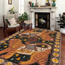 Carpet for Living Room Retro Animal Abstract Printed Children's Bedroom Fluffy Rug Home Decoration Luxury Large Area Plush Mat