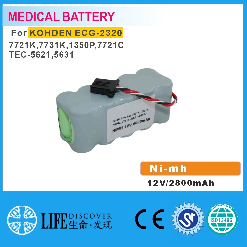 

NI-MH battery 12V 2800mAh KOHDEN 7721K,7731K,1350P,7721C,ECG-2320,TEC-5621,5631 ekg machine patient monitor