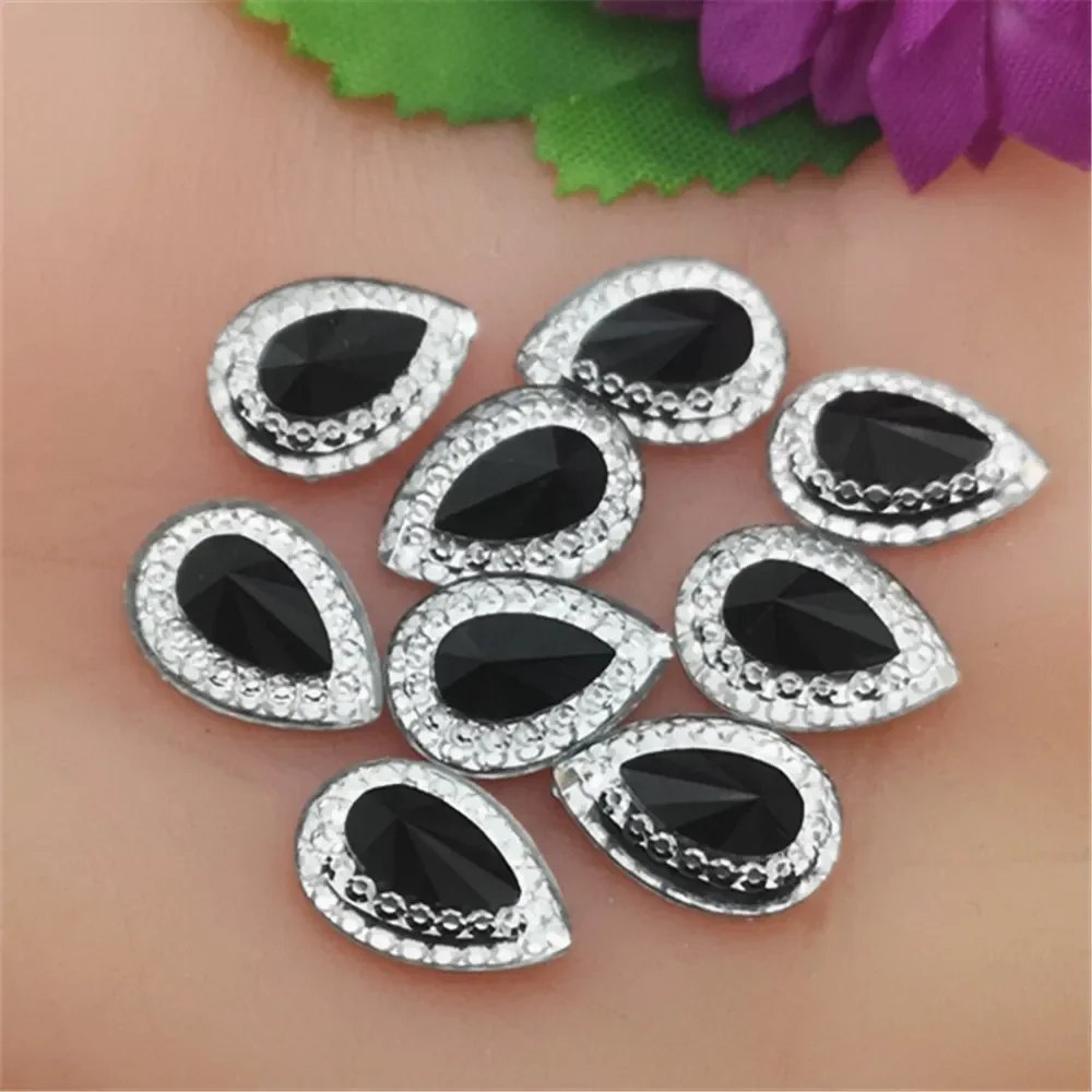 DIY 40pcs MIX 10mm*14mm Resin Drop shape Flatback Rhinestone Wedding decoration