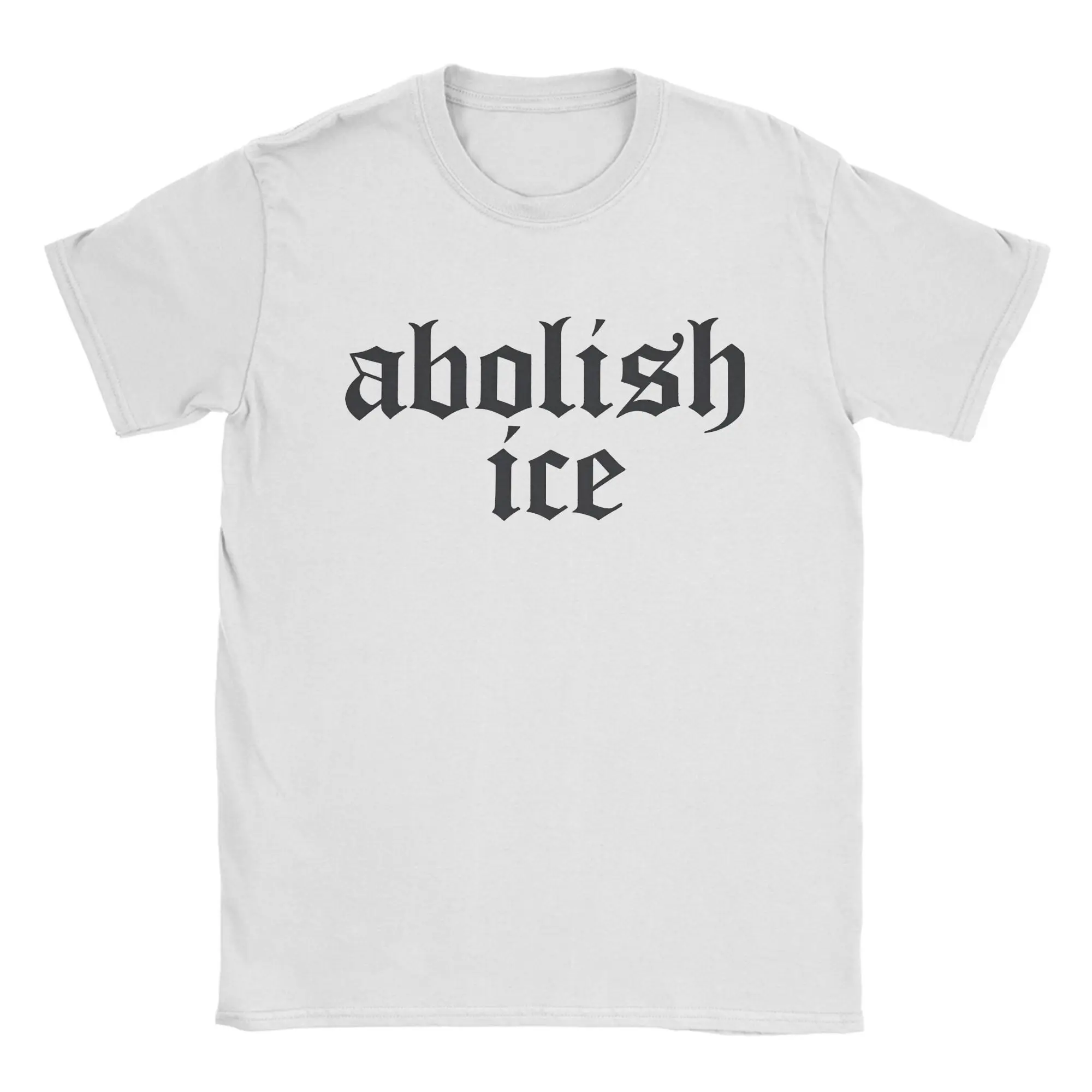 

Abolish Ice Black Letter Print Men T Shirts Novelty Tees Short Sleeve Round Neck T-Shirt Pure Cotton Summer Tops