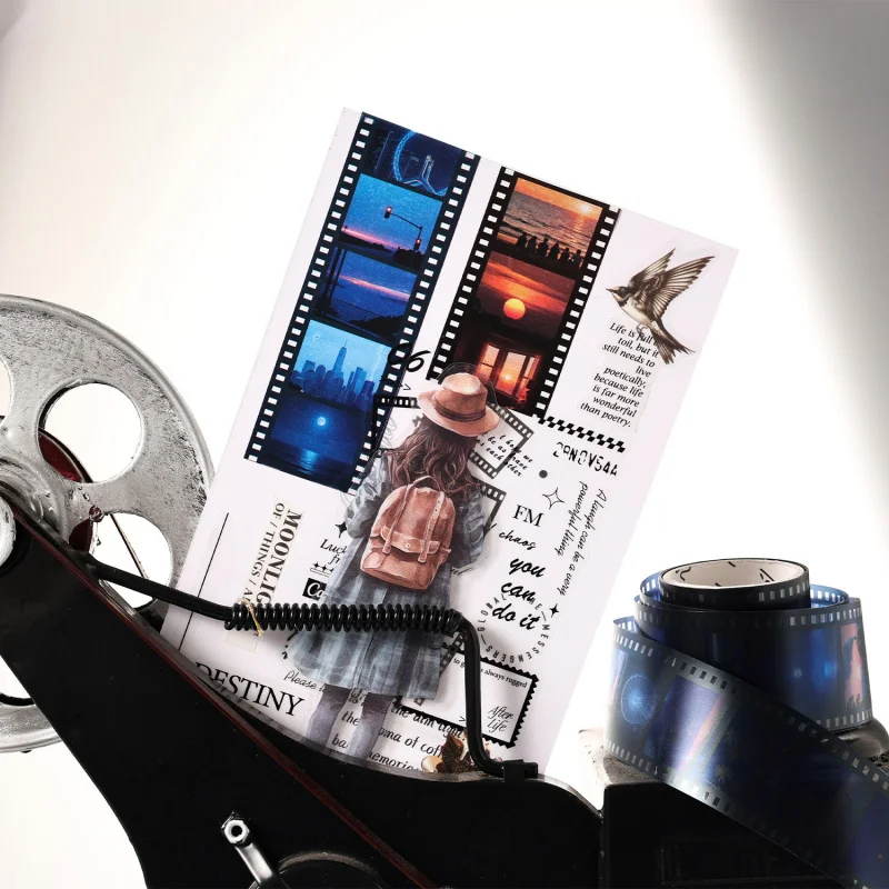 1roll/3x200cm Travel Themed Film Washi Tape, Retro Film Negative Pattern, Travel Journal Decor Tape view 4