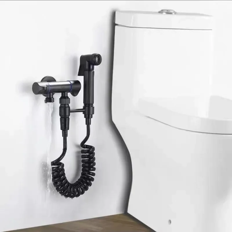 

Black/Silver Bidet Spray Gun Brass Bathroom Adapter Valve Toilet Bidet Sprayer Clean Kit Bathroom Accessory Shunt Valve Shattaf