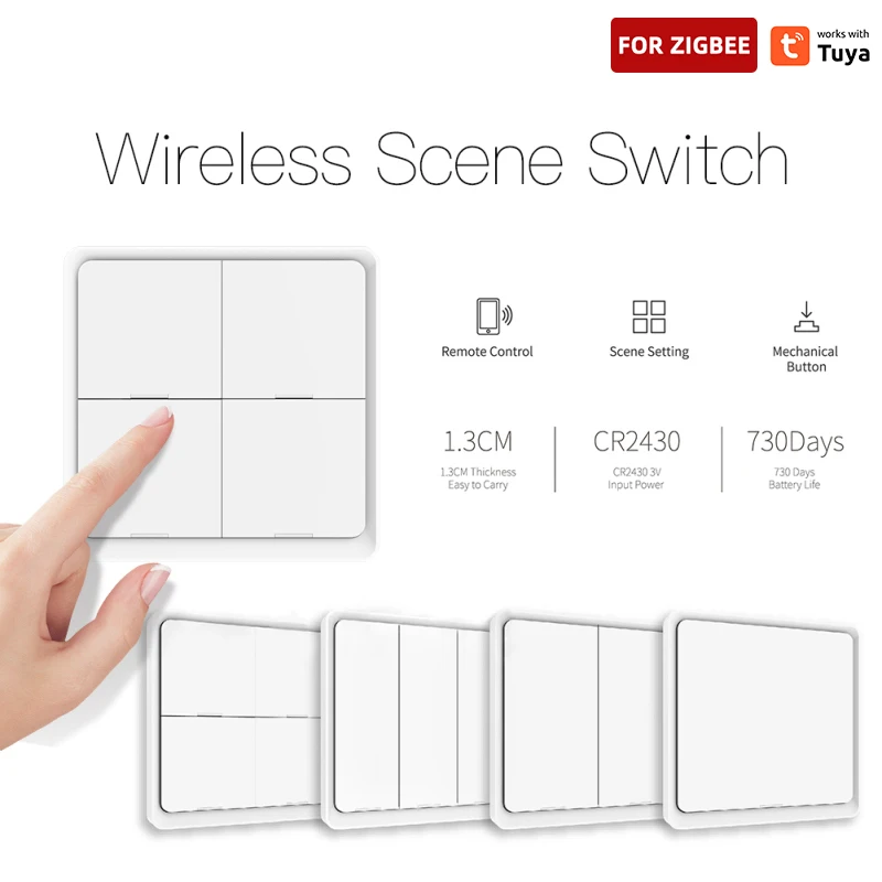 Interruttore scena intelligente Tuya 4 Gang 12 scene Pulsante interruttore scena casa intelligente Supporto l'app Smart Life Funziona con Gateway