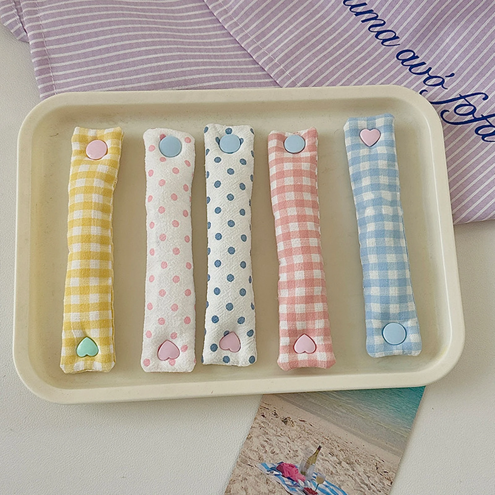 Cable Organizer with Buckle Cord Holder Bow Polka Dot Pattern Charge Cable Winder Fabric Cord Clip Organization for Home Office