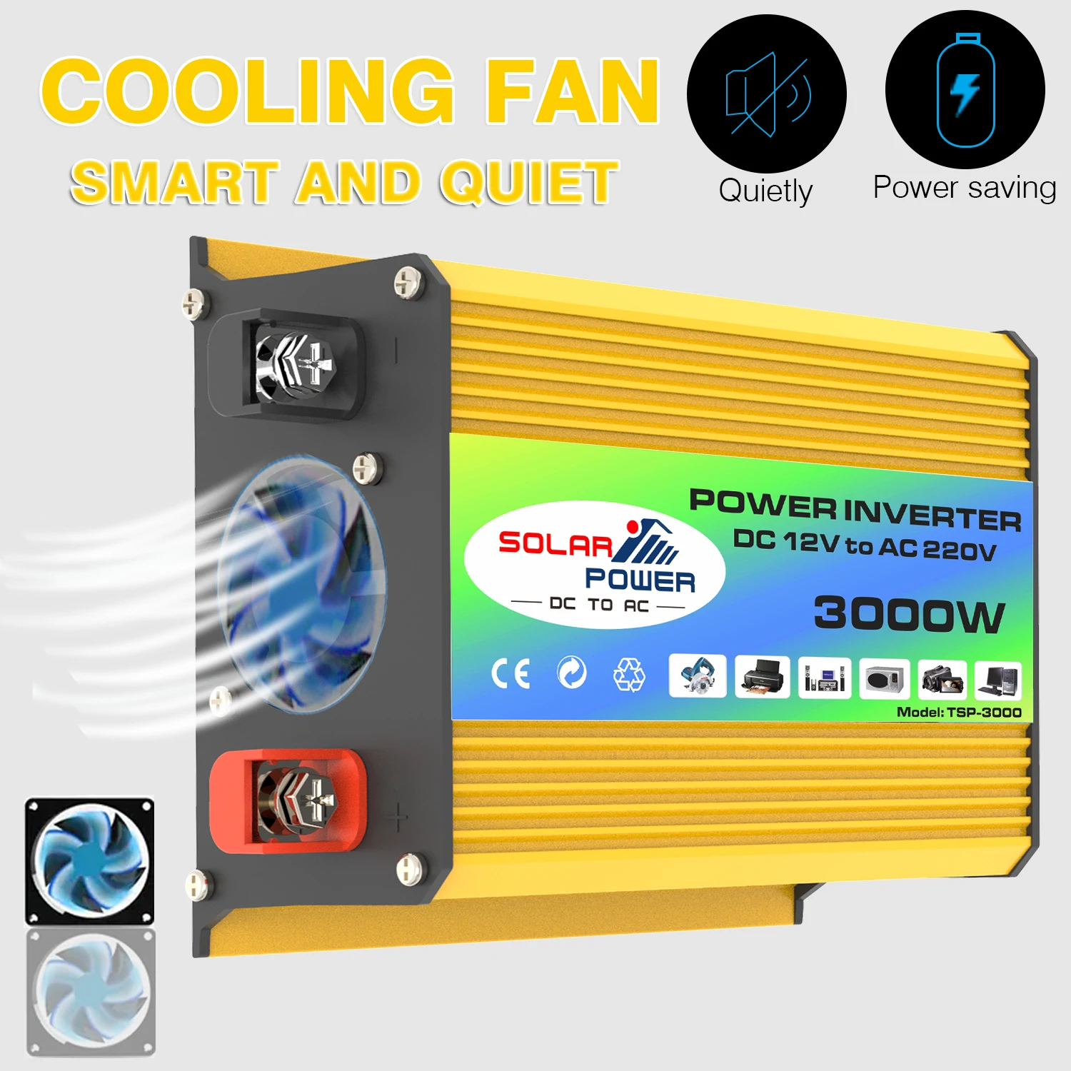 3000W Solar Inverter DC 12V To AC 220V Dual USB Solar Voltage Transformer Modified Sine Wave Solar Smart Inverter for Tablet RV