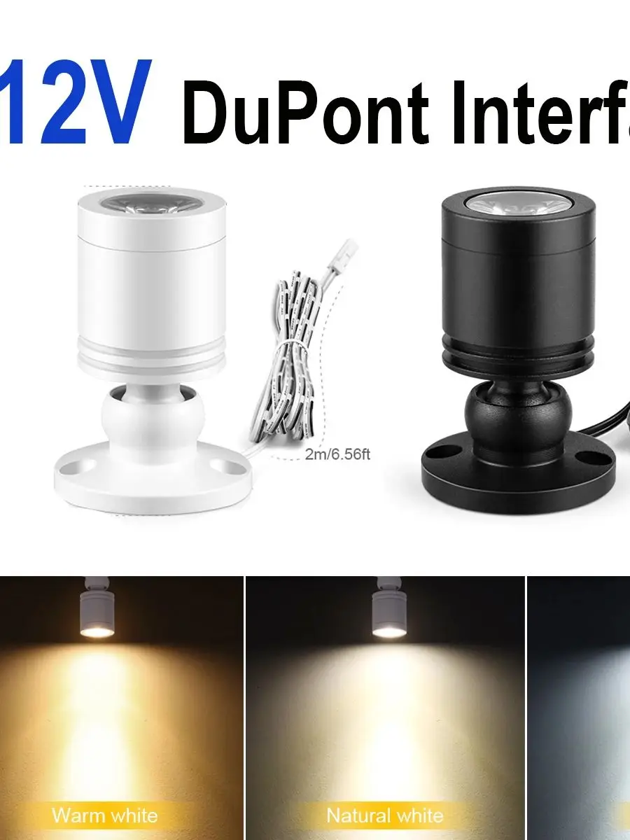 DC12V LED-Mini-Strahler mit Dupont-Schnittstelle, Kalt-/Warm-/Naturweiß-Spot-Lampe für Innenbeleuchtung