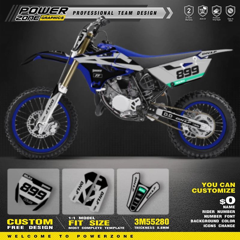 

PowerZone Custom Team Graphics Backgrounds Decals For 3M Stickers Kit For YAHAMA YZ85 2015-2021 85cc Number Name Costom 01