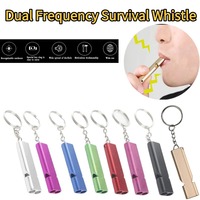 Flat Aluminum Alloy Dual Frequency Survival Whistle Double Tube Outdoor Survival Survival Whistle Camping Multi-function Whistle