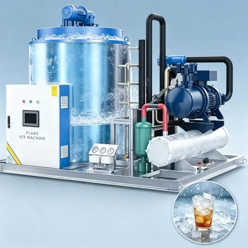 Commercial Flake Ice Machine High Production Automatic Ice Maker Efficient Cooling System for Seafood Processing