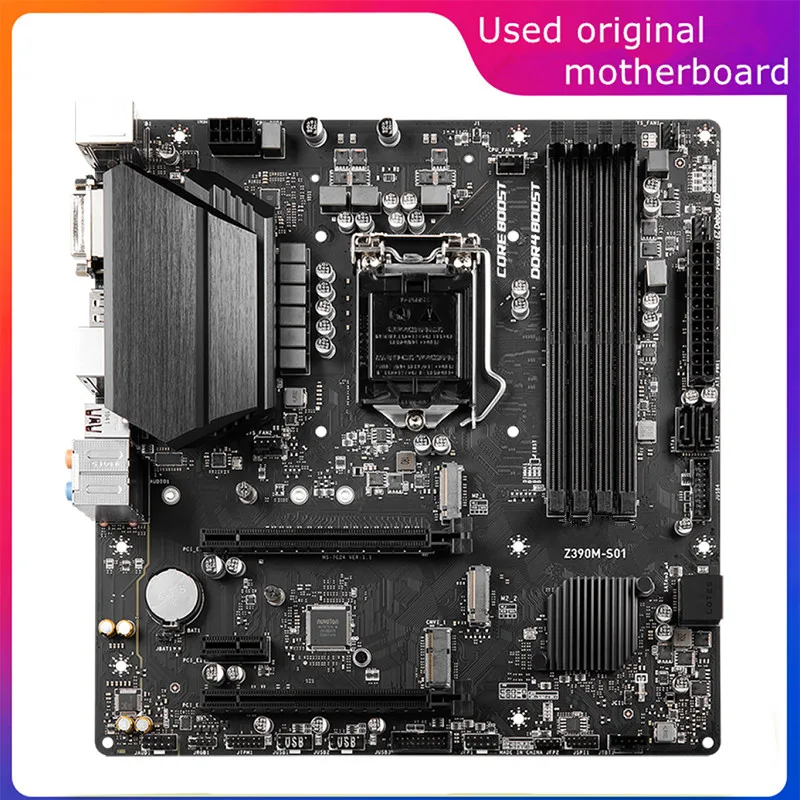 Used LGA 1151 For Intel Z390 Z390M-S01 Computer USB3.0 SATA3 Motherboard DDR4 64GB  Desktop Mainboard