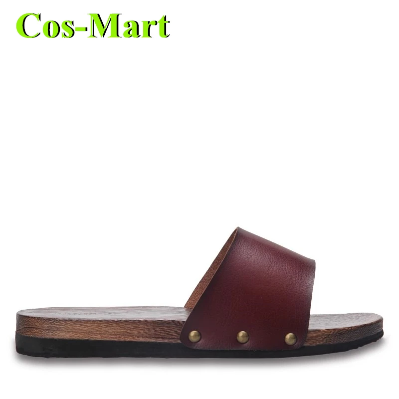 Cos-Mart Wood Shoes Cosplay High Quality Sandal Slipper Clogs With The Bell Unisex Daily Waer Best Selling Flat Clogs Anime Male