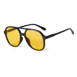 Fashion Vintage Gele Pilot Zonnebril voor Vrouwen Mannen Retro Schildpad Dubbele Brug Vierkante Luchtvaart Zonnebril UV400 S22743