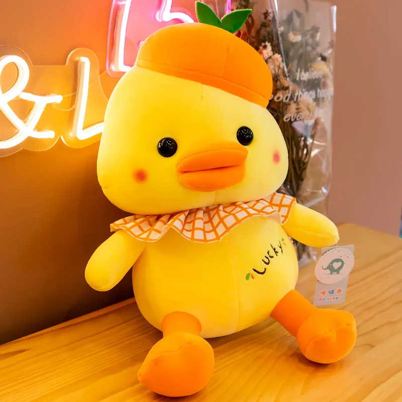 Lucky Duck Plush Doll Toy Cute Duck Doll With Hat Big Pillow Girl Bed Sleeping Doll Stuffed Kawaii Cushion Wholesale Child Gifts