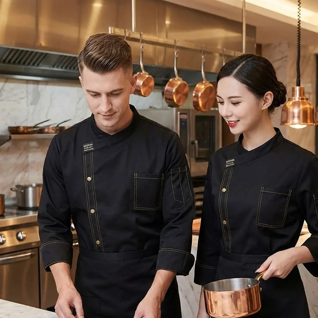 Hotel Restaurant Men’s Chef Uniform - Long-Sleeve Winter Kitchen Outfit for Baking