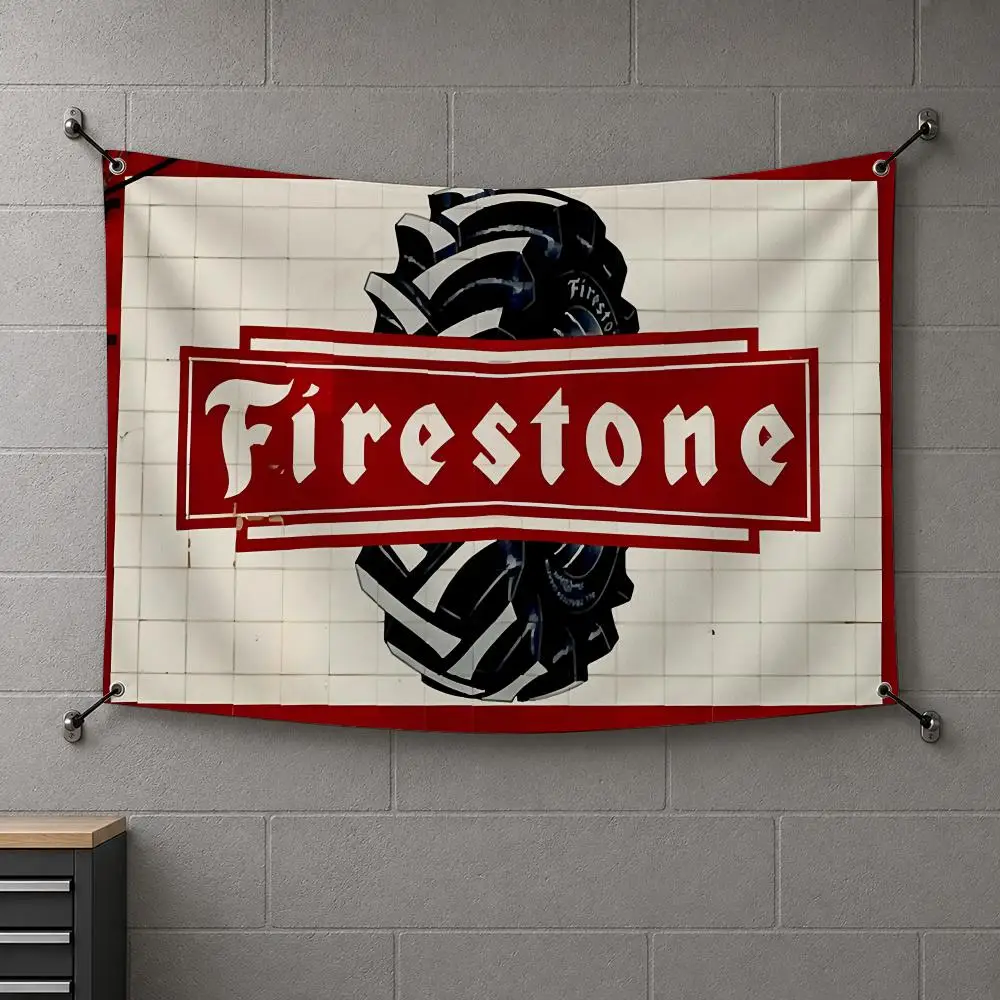 F-Firestone Tires LOGO Flags Interior Wall Hanging Background Art Banner Bedroom Home Living Room Outdoor Party Decor