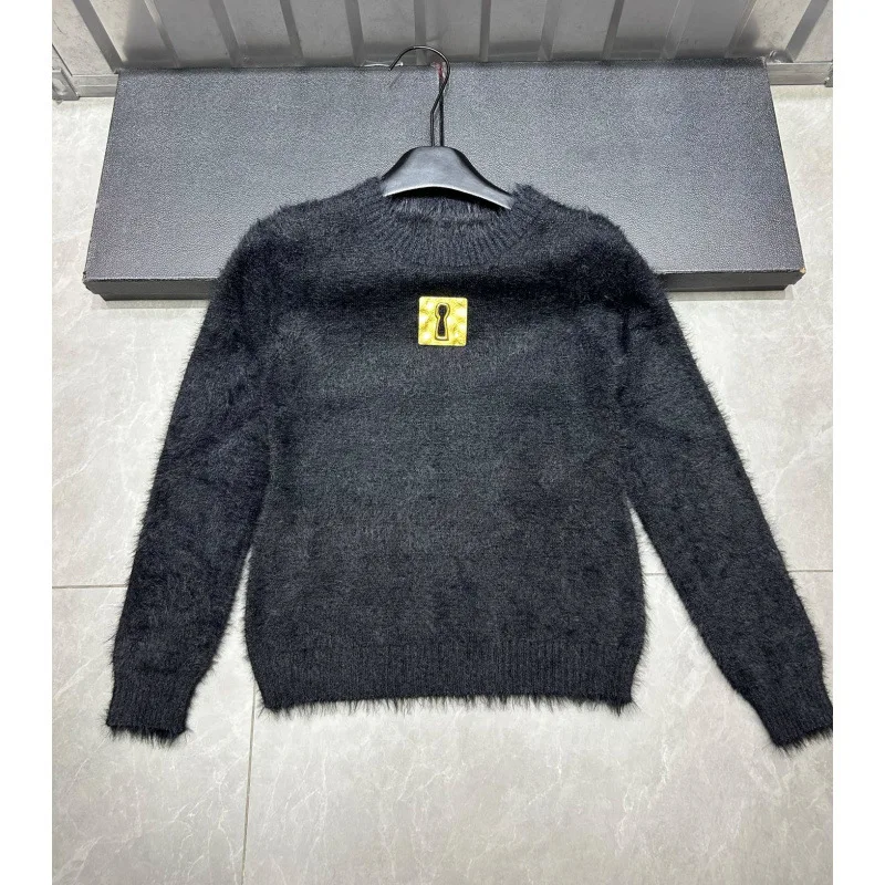 Unique Design Sweater for Women Autumn and Winter Inner Wear Round Neck Knitted Base Shirt Mink Velvet Warm Furry Sweater Jumper