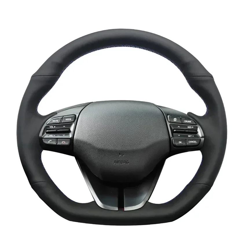 

Black Artificial Leather Soft Car Steering Wheel Cover for Hyundai Ioniq 2016-2022 Elantra VI (Sport|SR Turbo) 2015-2020