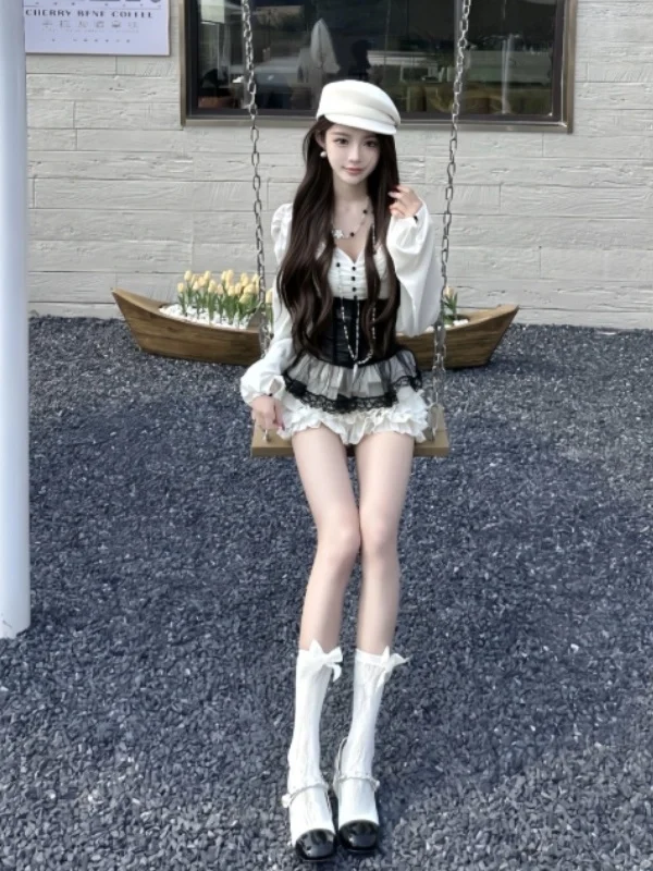 

V-Neck Fishbone Waistcoat Skirt Three-Piece Set Comfortable Fashionable Women's Workwear Cotton Blend Regular Fit