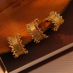 May@RZ Elegant Beads Stainless Steel Ring And Earring Set For Women's Fashion Jewelry Set 14K Gold Plated Classy Accessories