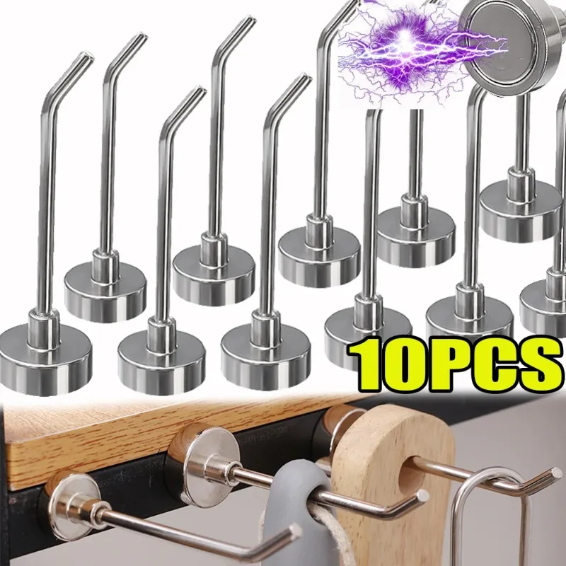 Right Angle Magnetic Hooks Strong Magnetic Hook Punch-free Heavy Wall Hanging Magnet Racks Kitchen Bathroom Organization Tools