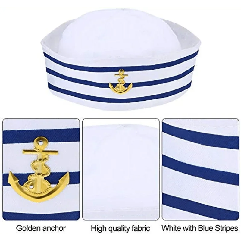 1/3/6 pieces of blue striped sailor hats, white striped sailor navy hats, captain role-playing party, yacht party hats