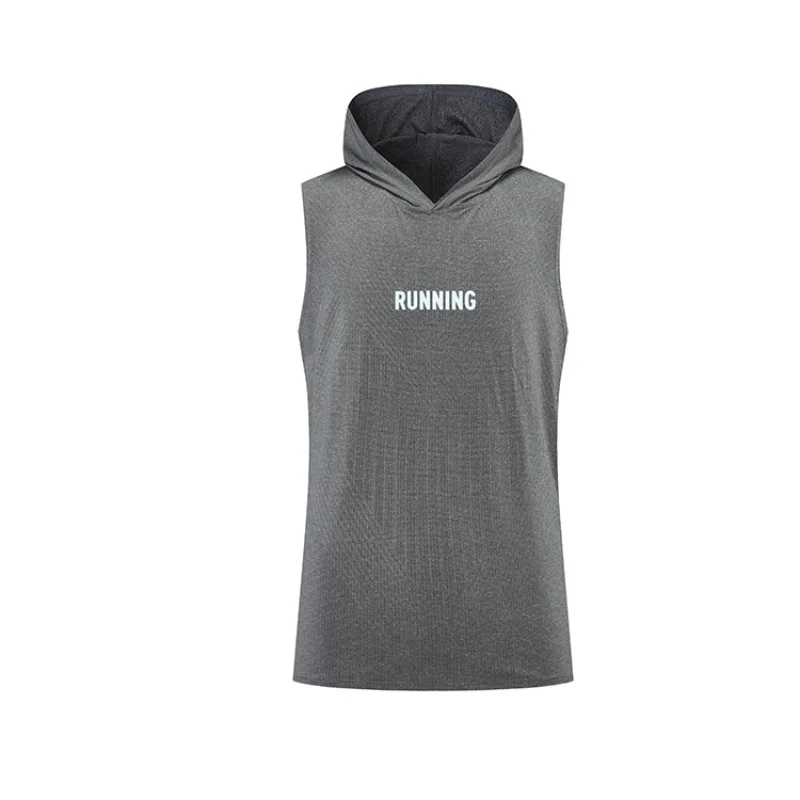 Summer Fitness Sports Tank Top Men Quick Dry Breathable Loose Hooded Vests Cycling Basketball Running Sleeveless