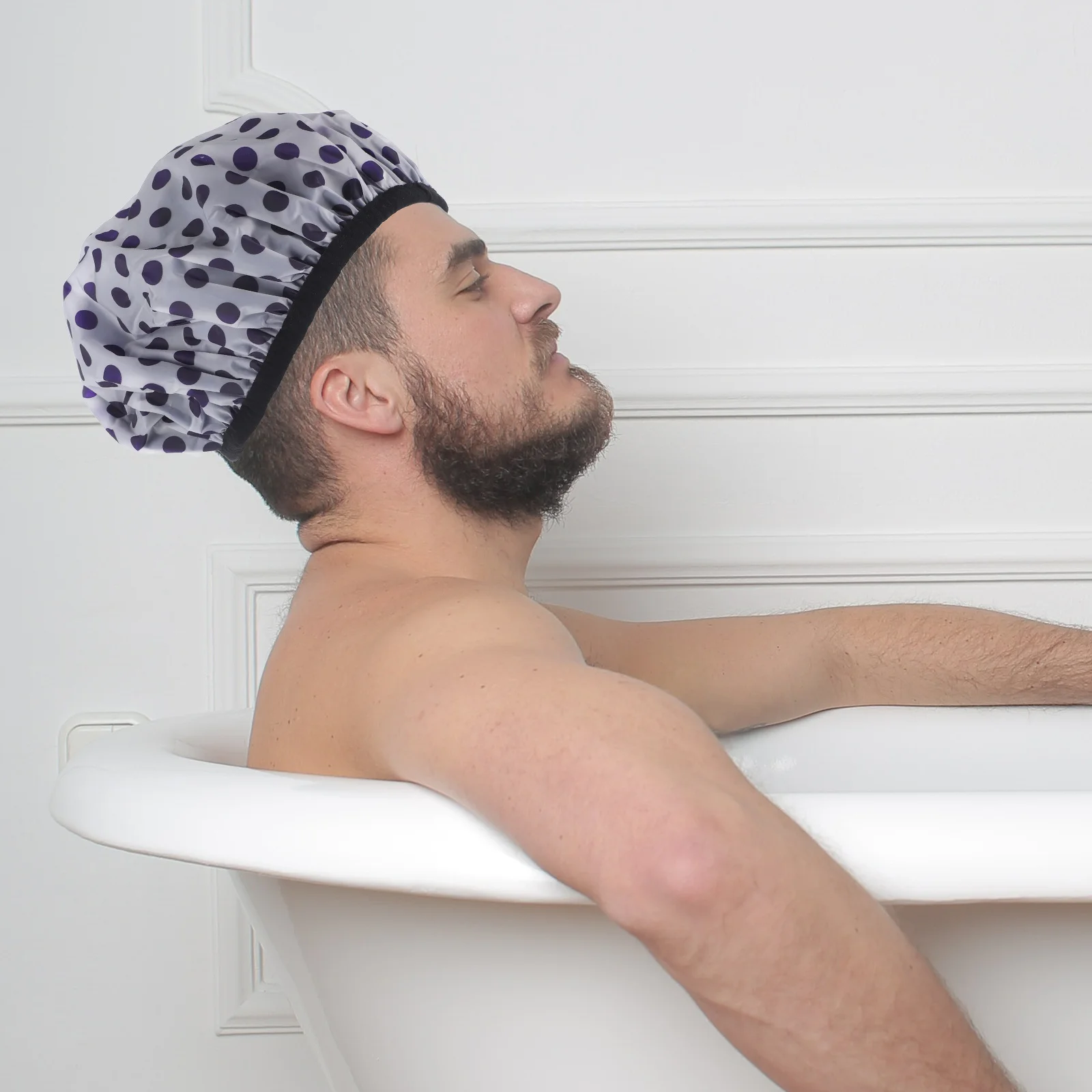 

Waterproof Shower Cap Dot Pattern Satin Hair Dry Wrap Reusable Large Bathing Cap For Women Long Hair Shower Essentials