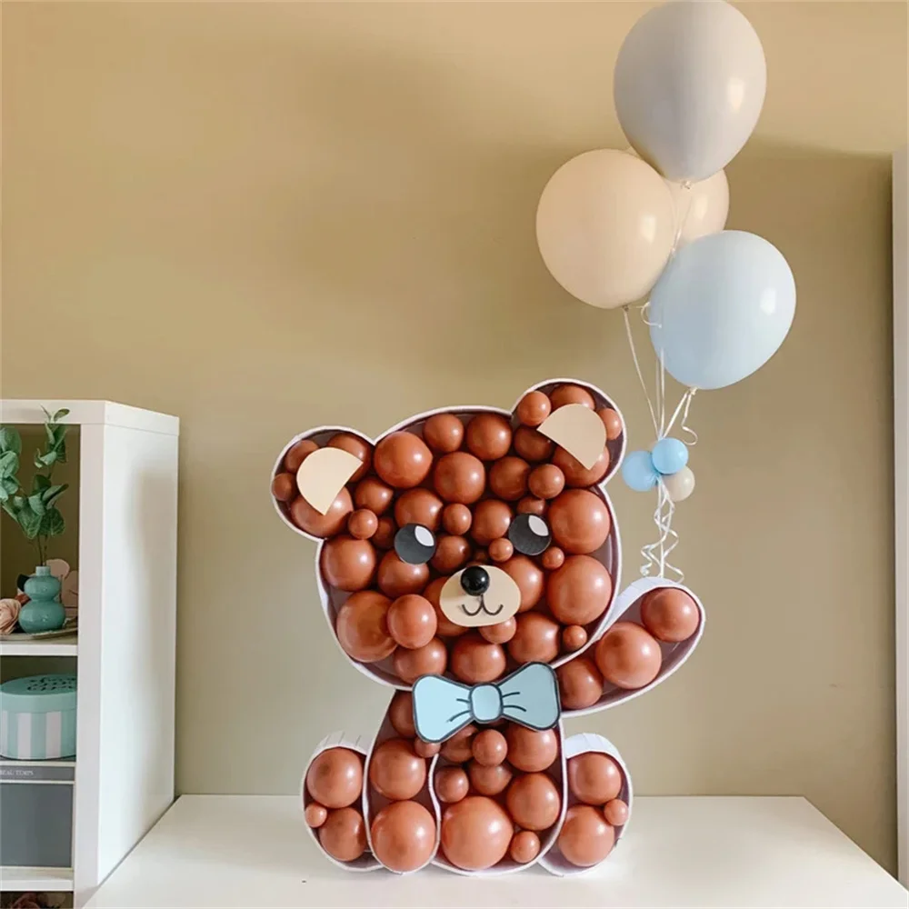 104cm Teddy Bear Balloons Filling Box Mosaic Frame Balloon Stand Baby Shower Birthday Boy Anniversary Party Decortion Backdrop