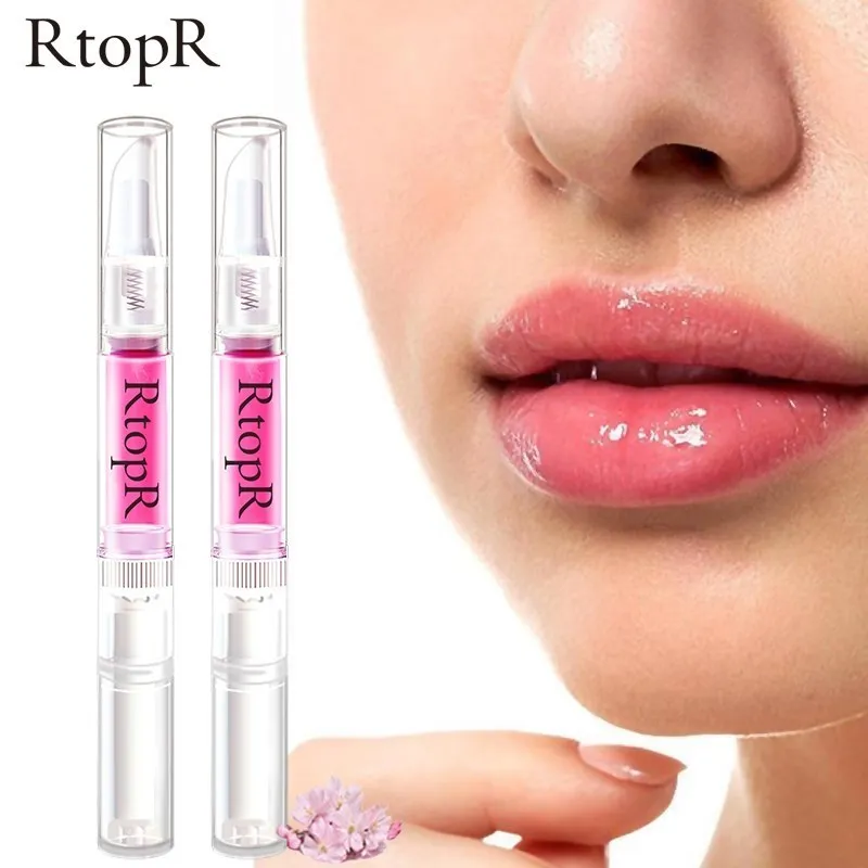 2pcs RtopR Sakura Lip Essence Anti-Dry Crack Exfoliating Repair Reduce Lip Fine Lines Essence Moisturizing Beauty Lip Care 3ml