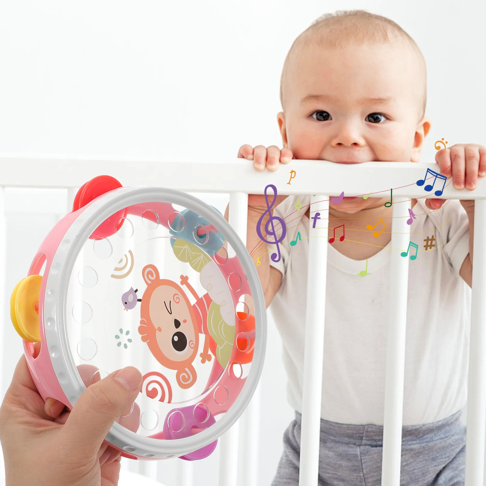 Cheering Tambourine Children Clapping Party Handheld Musical Instrument Sky-blue