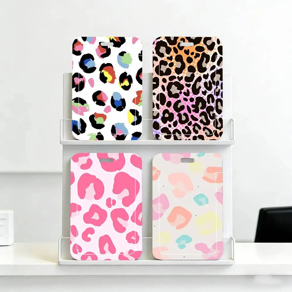 Leopard Print Black Lanyard Card Holders Student Meal Cards And Campus Ids School
