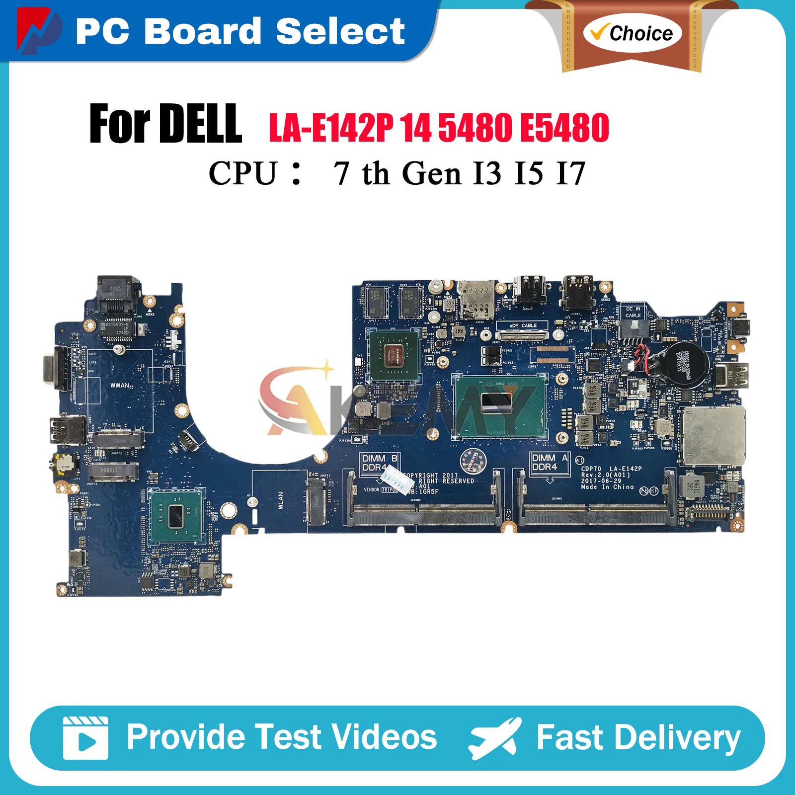 

Notebook Mainboard For Dell Latitude 5480 LA-E142P with i5 i7 CPU 0JNY4X 082YCP 0HWNFC 0M11M5 100% Full Tested
