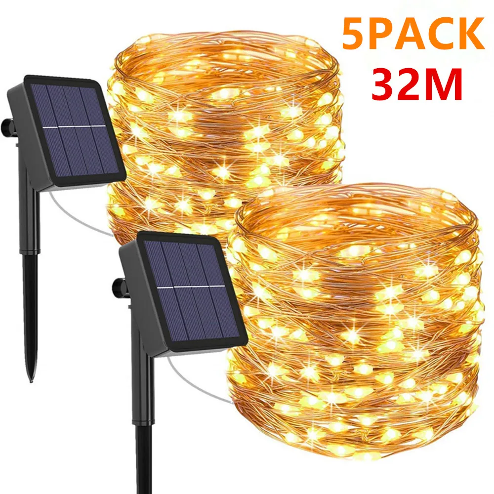 

32m/22m/12m/7m Solar LED Light Outdoor Festoon Lamp Garden Fairy Light String Waterproof Christmas Garland Yard Decoration Light