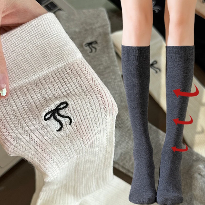 Women Long Socks Cashmere Women Boot Solid Wool Thigh Stocking Skinny Casual Cotton Over Knee-High Fluffy Female Long Knee Sock