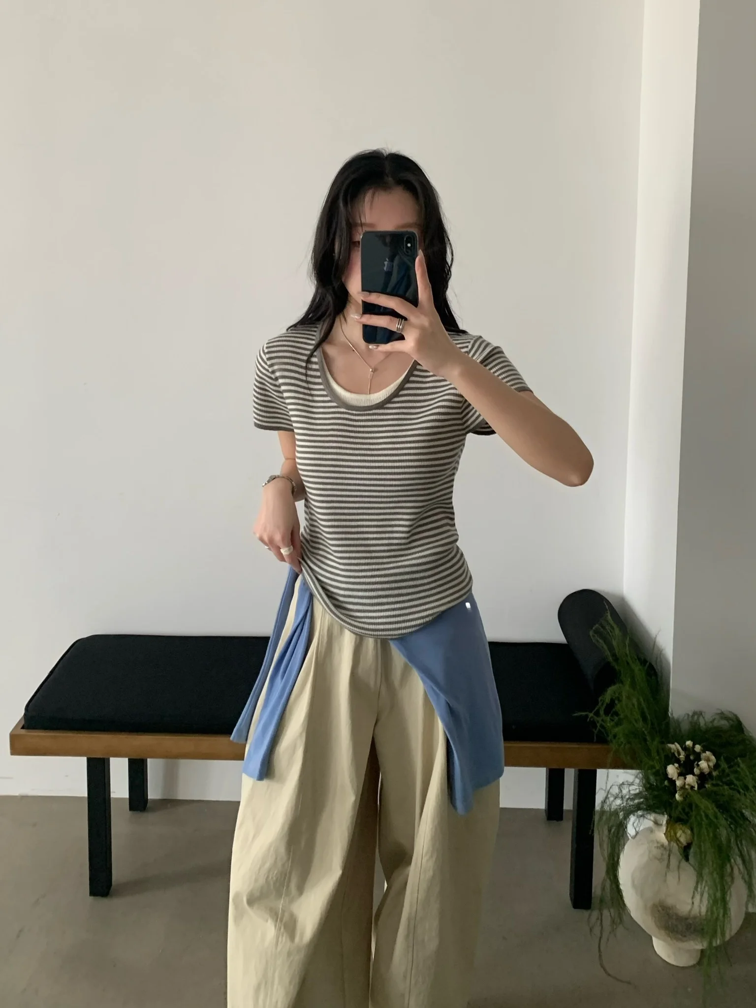 

Женский вязаный свитер Aimisle с круглым вырезом, свободный, стройнящий, универсальный, мягкий, в полоску, с цветными блоками, в корейском стиле