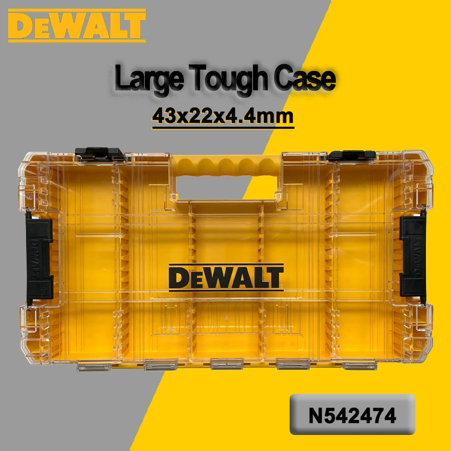 

DEWALT Large Tough Case Compartments Clear Lid Organizer Removable High-Capacity Storage Box Power Tool Accessories N542474