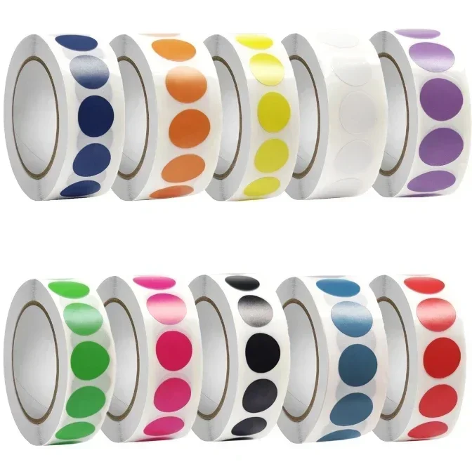 1000PCS Color Dot Label Sticker Rolls, Coated Paper Classification Mark Stickers, Kawaii Aesthetic Stationery for Note Marking