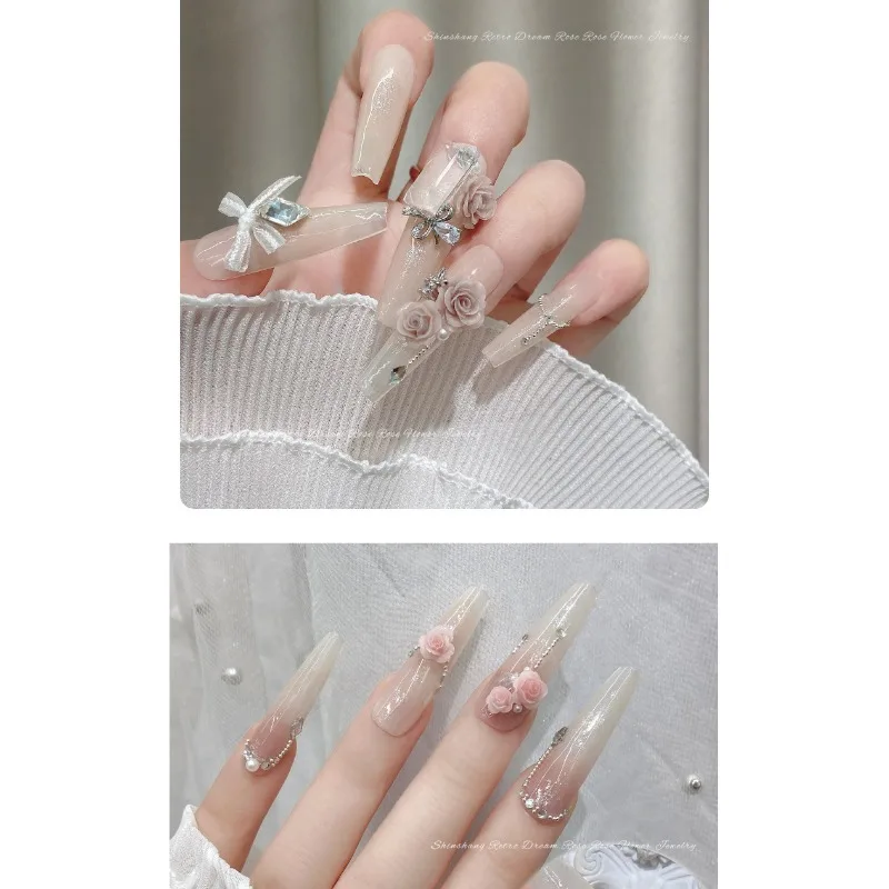 50PCS 3D Mix Sizes Beautiful Blossoming Rose Flowers Resin Adhesive Nail Art Rhinestones Decorations Manicure Kawaii Charms image 6