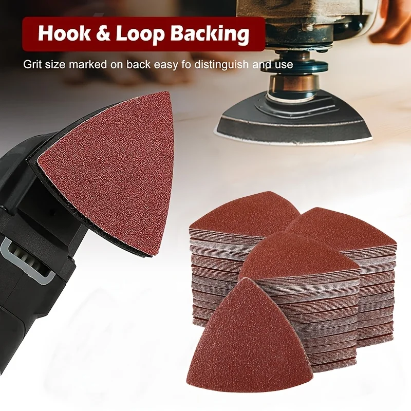20/30Pcs Sanded Paper 80mm Triangular Hook and Loop Sandpaper Triangular Bonding Oscillation Multi-Tool Sanding Pad Multi-Grit
