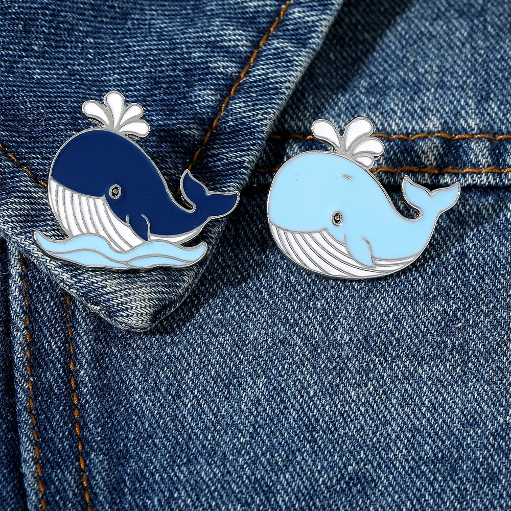 Embroidery Whale - Cartoon Chubby Whale Enamel Brooches Funny