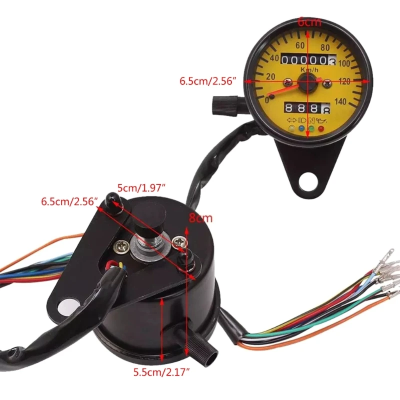 Mechanical Motorcycle Speedometer Double Odometer Gauge with LCD Motorbike Modification Tachometer