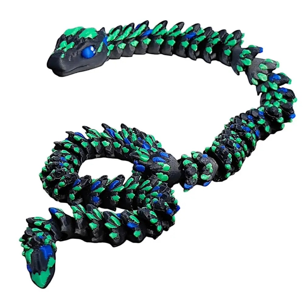 Simulated Eye 3D Printed Snake Snake Baby Laser 3D Printed Diceratops Snake Poseable Joints Rotatable 3D Articulated Snake Toys